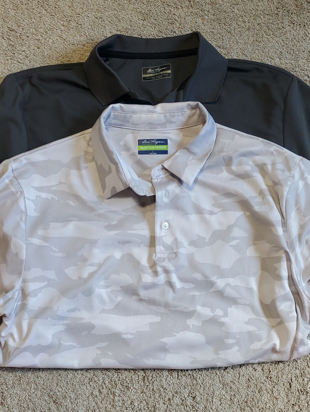 Ben Hogan Men’s Golf Polo Duo — Light Gray Camo & Charcoal. Large